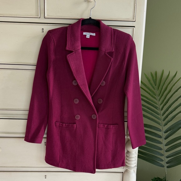 Chico's Jackets & Blazers - Chicos  Double-Breasted Burgundy Blazer size S